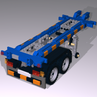 Container trailer for 20ft containers with legs activated by reversing