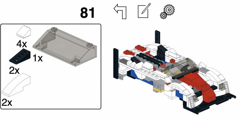 Sample image of a building instructions step generated on the fly using buildinginstructions.js